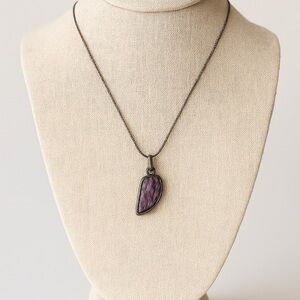 Vintage Sterling Silver Charoite Pendant w/24" Italian SS Snake Chain